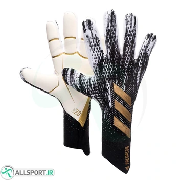 تصویر دستکش دروازه بانی آدیداس پردیتور طرح اصلی Adidas Goalkeeper Gloves Predator Pro Black White Gold Metallic 