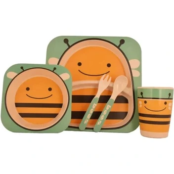 تصویر ظرف غذاي کودک 5 پارچه بامبو فايبر مدل زنبور 