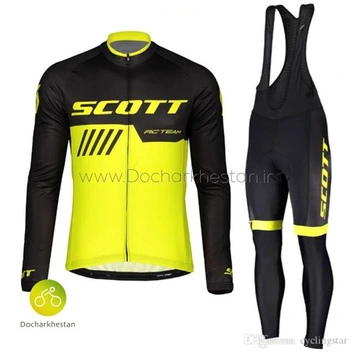 تصویر لباس دوچرخه سواری بهار و تابستانه بلند Scott زرد 
