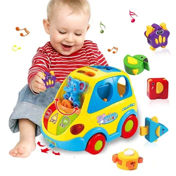 تصویر اسباب بازی موزیکال ماشین فیلی هولی تویز مدل 896 Hola Toys Learning Educational Toys Cartoon Car Funny Kid Bus Game Matching Game 