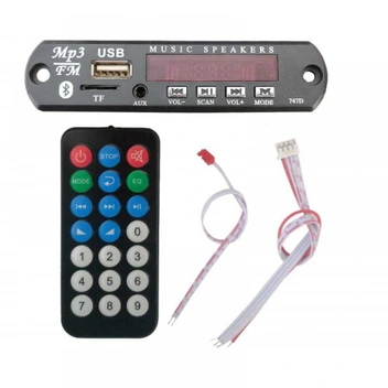 تصویر پخش کننده بلوتوثی 12V - پنلی MP3 دارای اکولایزر پشتیبانی از MicroSD و USB با ریموت کنترل 