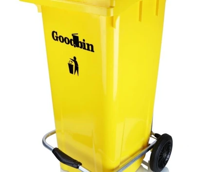 تصویر مخزن زباله صنعتی گودبین – ظرفیت 240 لیتر پدال دار و چرخ دار (مونتاژ نشده) 