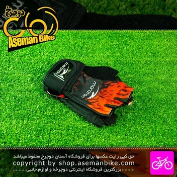 تصویر دستکش ورزشی دوچرخه سواری ماراتون رنگ مشکی قرمز Maraton Bicycle Gloves Black Red 