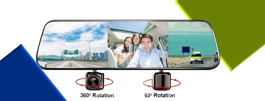 تصویر آینه دوربین دار 360 درجه سه لنز DVR 