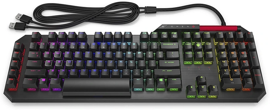 تصویر Omen by HP Sequencer Wired USB Mechanical Optical Gaming Keyboard  10X Faster  Blue Switch - Volume Roller Bar  16.8M RGB Colors  Anti Ghosting 
