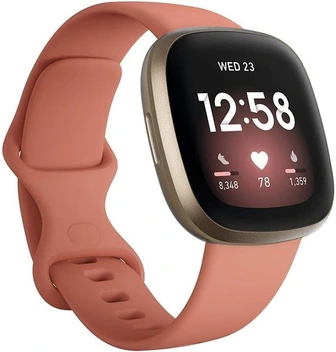 تصویر ساعت هوشمند فیت‌ بیت ورسا 3 صورتی/طلایی- Fitbit Versa 3 Fitness Wristband with Heart Rate Tracker - Pink Clay/Soft Gold Aluminum 