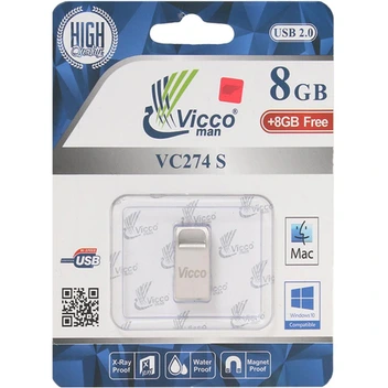 تصویر نقره ای Vicco man VC274 S USB2.0 Flash Memory-8GB+8GB Free 