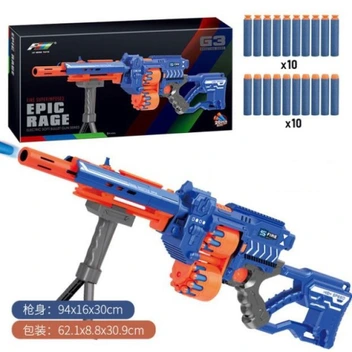 تصویر تفنگ اسباب بازی مسلسل تیر اسفنجی با پایه مدل Epic Rage gun G3 