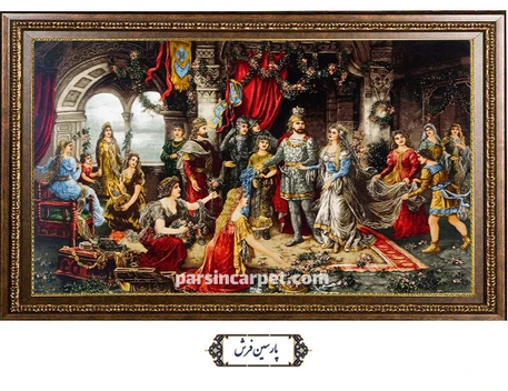 تصویر تابلو فرش دستباف تاجگذاری حضرت سلیمان و ملکه صبا – کد TF2106 