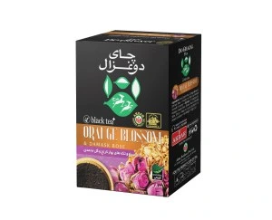 تصویر چای دو غزال سیاه 100 گرمی با تکه های دارچین و گل محمدی 