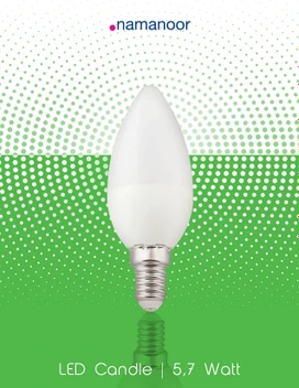 تصویر لامپ LED شمعی (Candle) 5وات نمانور 