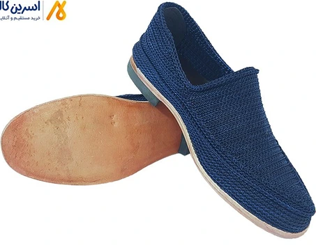 تصویر کفش سنتی مردانه، گیوه سرمه ای زیره چرمی 