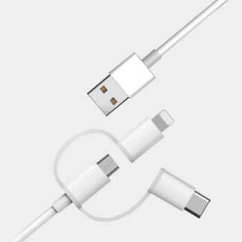 تصویر کابل شارژ و انتقال داده سه سر شیائومی ا Xiaomi Micro USB Type-C Lightning 3 in 1 Charging Cable Xiaomi Micro USB Type-C Lightning 3 in 1 Charging Cable