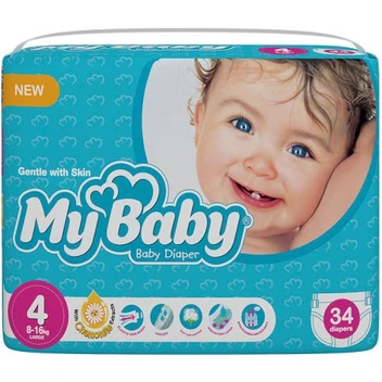 تصویر پوشک مای بیبی سایز 4 بسته 34 عددی ا مناسب برای نوزادان 8 تا 16 کیلوگرم مناسب برای نوزادان 8 تا 16 کیلوگرم