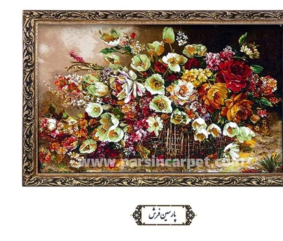 تصویر خرید تابلو فرش دستباف تبریز طرح گلدان گل – کد TG1402 