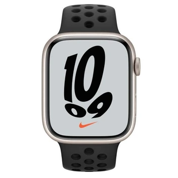 تصویر اپل واچ سری 7 نایکی بدنه آلومینیوم خاکستری با بند مشکی ا Apple Watch Series 7 Midnight Aluminum Case-Nike Antricite Band-0Ki91 Apple Watch Series 7 Midnight Aluminum Case-Nike Antricite Band-0Ki91