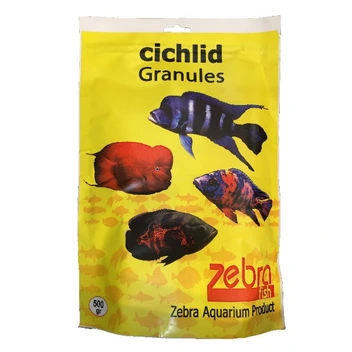تصویر غذای ماهی زبرا مدل cichlid granules وزن 500 گرم 