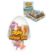 تصویر تخم مرغ شانسی کوزبی با آبنبات چوبی و برچسب سایز بزرگ COSBY SURPRISE EGGS TOY 