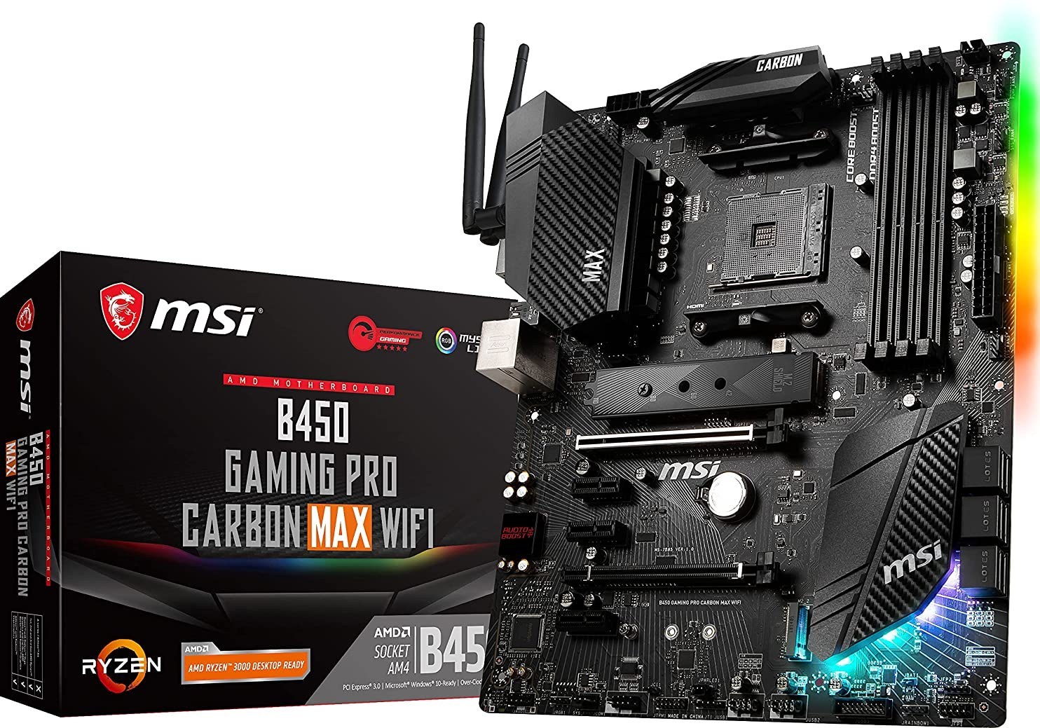 MSI Arsenal Gaming AMD Ryzen 1st and 2nd Gen AM4 M.2 USB 3 DDR4 DVI HDMI Micro-ATX Motherboard B450M Bazooka Renewed 