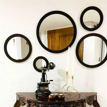 تصویر ست 5 عددی آینه گرد طلایی صادراتی 