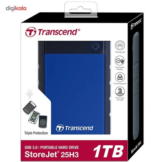 تصویر هارددیسک اکسترنال ترنسند مدل StoreJet 25H3 ظرفیت 1 ترابایت ا Transcend StoreJet 25H3 External Hard Drive - 1TB Transcend StoreJet 25H3 External Hard Drive - 1TB