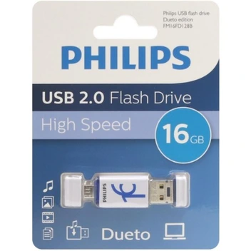 تصویر فلش مموری فیلیپس مدل Dueto USB 2.0 ظرفیت 16 گیگابایت 