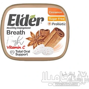 تصویر قرص خوشبو کننده دهان رژیمی پروبیوتیک ویتامین ث با طعم دارچین Elder 