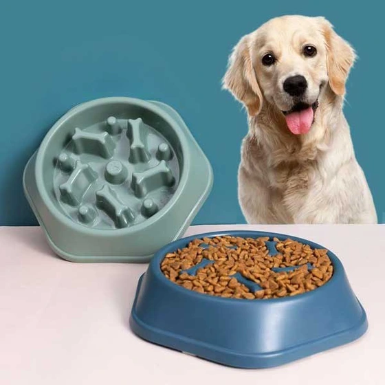 تصویر ظرف غذا آهسته خور سگ و گربه مدل استخوان 