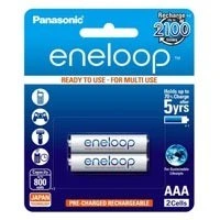 تصویر باتری نیم قلمی قابل شارژ Panasonic مدل eneloop بسته 2 عددی ا Panasonic eneloop AAA Battery Pack of 2 Panasonic eneloop AAA Battery Pack of 2
