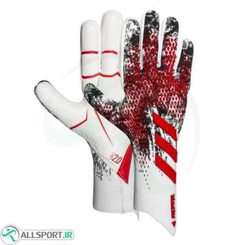 تصویر دستکش دروازه بانی آدیداس پردیتور طرح اصلی Adidas Goalkeeper Gloves Predator 20 Pro White Black Red 