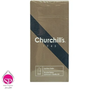 تصویر کاندوم بسیار نازک حاوی ماده تاخیری چرچیلز Churchills مدل Ultra Thin بسته 12 عددی 