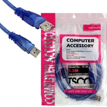 تصویر کابل افزایش طول TSCO TC 04 USB 1.5m ا TSCO TC 04 USB 1.5m Male to USB Female Cable TSCO TC 04 USB 1.5m Male to USB Female Cable