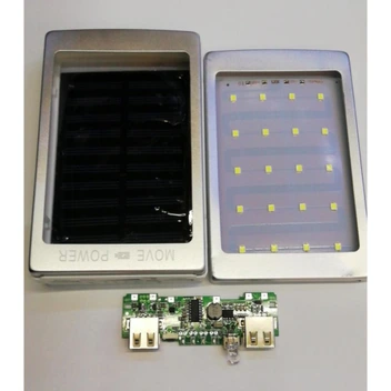 تصویر کیت پاور بانک خورشیدی دارای دو خروجی 5V USB و پنل LED 