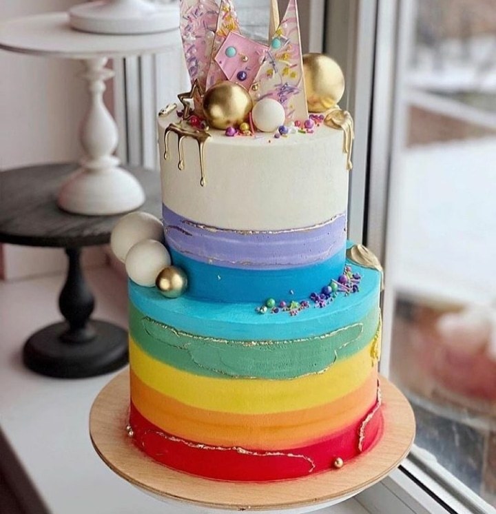 تصویر کیک دو طبقه رنگین کمانی - رنگین کمانی / سه کیلویی ا cake_do_tabagheh_rangin_caman cake_do_tabagheh_rangin_caman