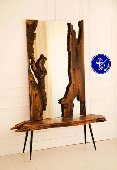 تصویر آینه و کنسول روستیک ( چوب سنجد ) 