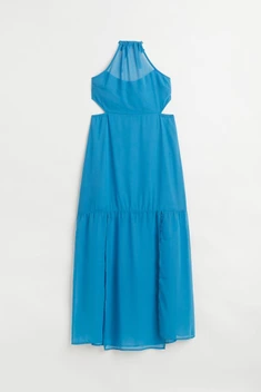 تصویر پیراهن رسمی زنانه آبی اچ اند ام 1080600002 ا Sırtı Açık Şifon Elbise Sırtı Açık Şifon Elbise