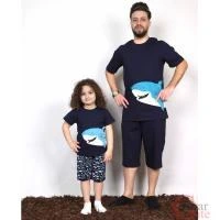 تصویر ست راحتی پدر و پسر- تیشرت و شلوارک راحتی مدل ریکی 