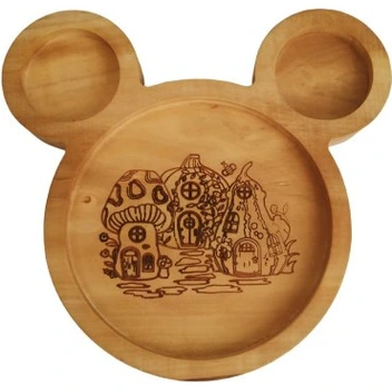 تصویر ظرف غذا چوبی کودک مدل موش 