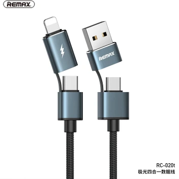 تصویر کابل شارژ USB/USB-C به USB-C / لایتنینگ ریمکس مدل RC-020T 