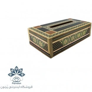 تصویر جعبه دستمال کاغذی خاتم کاری اصفهان 