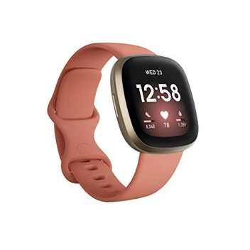 تصویر ساعت مچی هوشمند فیت بیت مدل 811138039806 ا Fitbit Versa 3 Health & Fitness Smartwatch with GPS, 24/7 Heart Rate, Alexa Built-in, 6+ Days Battery, Pink/Gold, One Size (S & L Bands Included) Fitbit Versa 3 Health & Fitness Smartwatch with GPS, 24/7 Heart Rate, Alexa Built-in, 6+ Days Battery, Pink/Gold, One Size (S & L Bands Included)