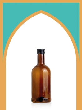 تصویر بطری شیشه‌ای فریال قهوه‌ای با درب فلزی | 500 سی‌سی | بسته 28 تایی 