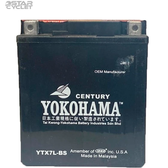 تصویر باتری موتور سیکلت یوکوهاما مدل 12V7A بلند مناسب بنلی150، 250تک، وسپا پریماورا و باکسر انژکتور ا باتری مناسب بنلی150، 250تک، وسپا پریماورا و باکسر انژکتور باتری مناسب بنلی150، 250تک، وسپا پریماورا و باکسر انژکتور