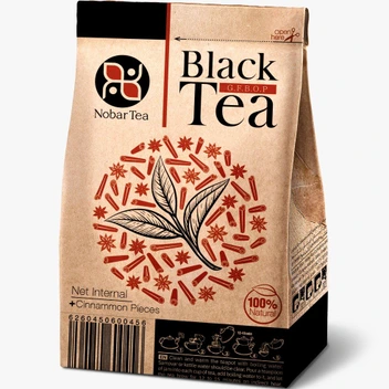تصویر چای زرین سیاه و دارچین بسته 400 گرمی+بسته بندی کرافت 