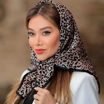 تصویر روسری زنانه مدل مینی اسکارف پلنگی مجلسی کد 3011 