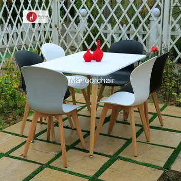 تصویر میز و صندلی نهارخوری  شش نفره ماهور مدل فایبر - ۷۵ سانتیمتر / سفید / سفید / گرد 