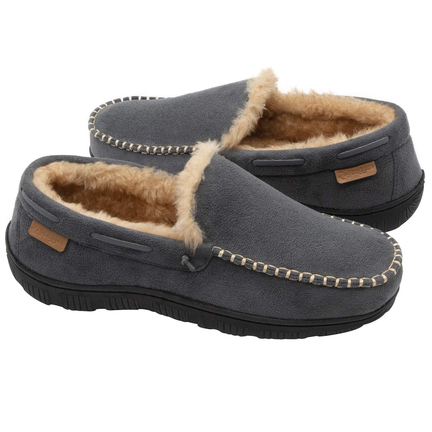 Zigzagger Mens Microsuede Moccasin Slippers Memory Foam House Shoes 