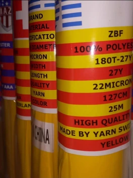 تصویر توری پلی استر مش180T_عرض127cm,ضخامت نخ27،طول25m,رنگ زرد 