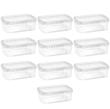 تصویر ظروف نگهدارنده طب پلاستیک ۱۲۰۰ سی سی بسته ۱۰ عددی - بی رنگ و شفاف 