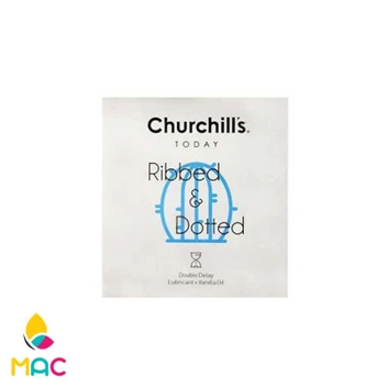 تصویر کاندوم تاخیری خاردار فوق العاده نازک چرچیلز Churchills مدل Ribbed and Dotted بسته 3 عددی 